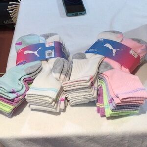 Puma Youth Crew Socks - Multi-Color Pack, NWT- 2 packs